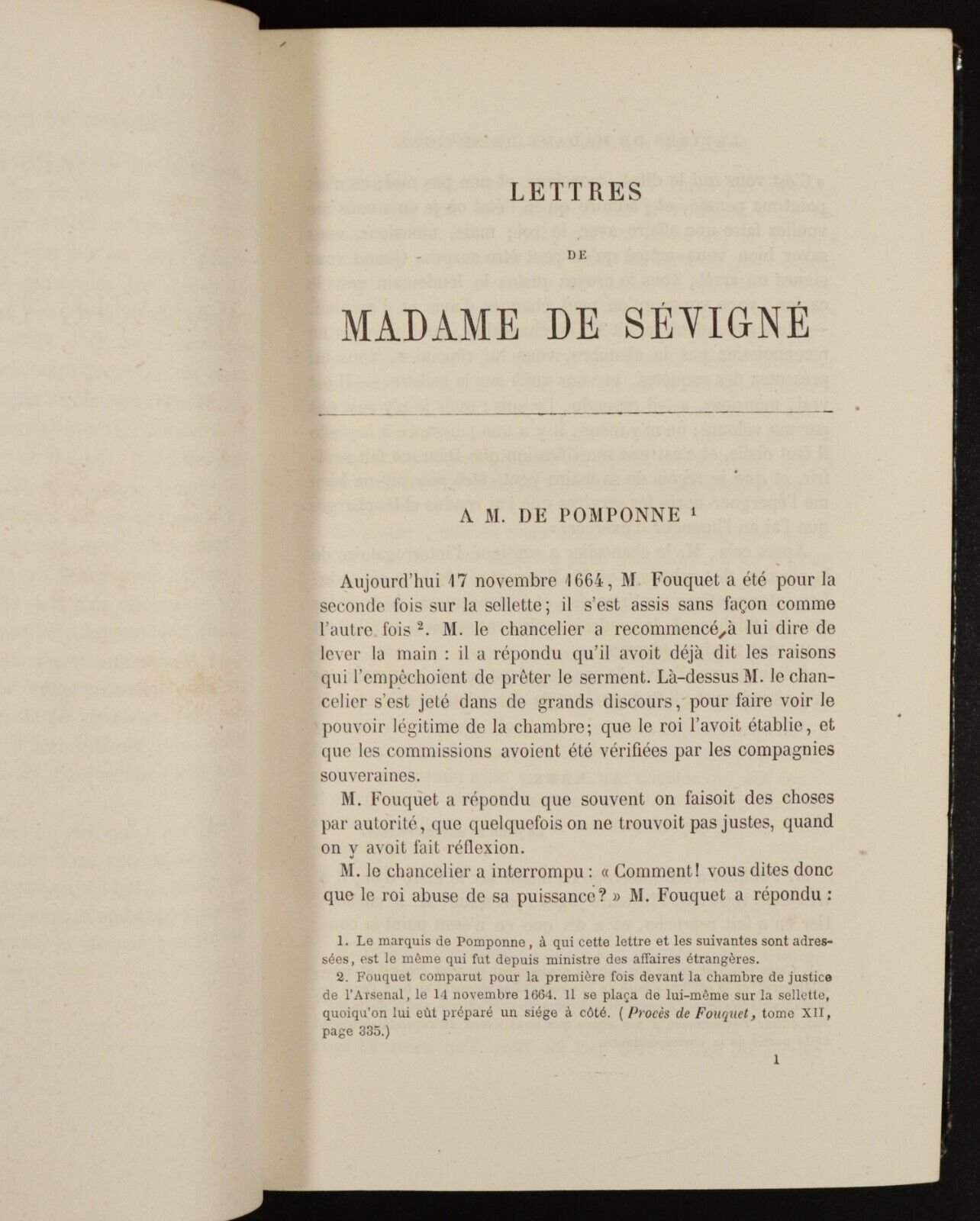 1867 Lettres Choisies De Madame De Sevigne Antique French Literature Book