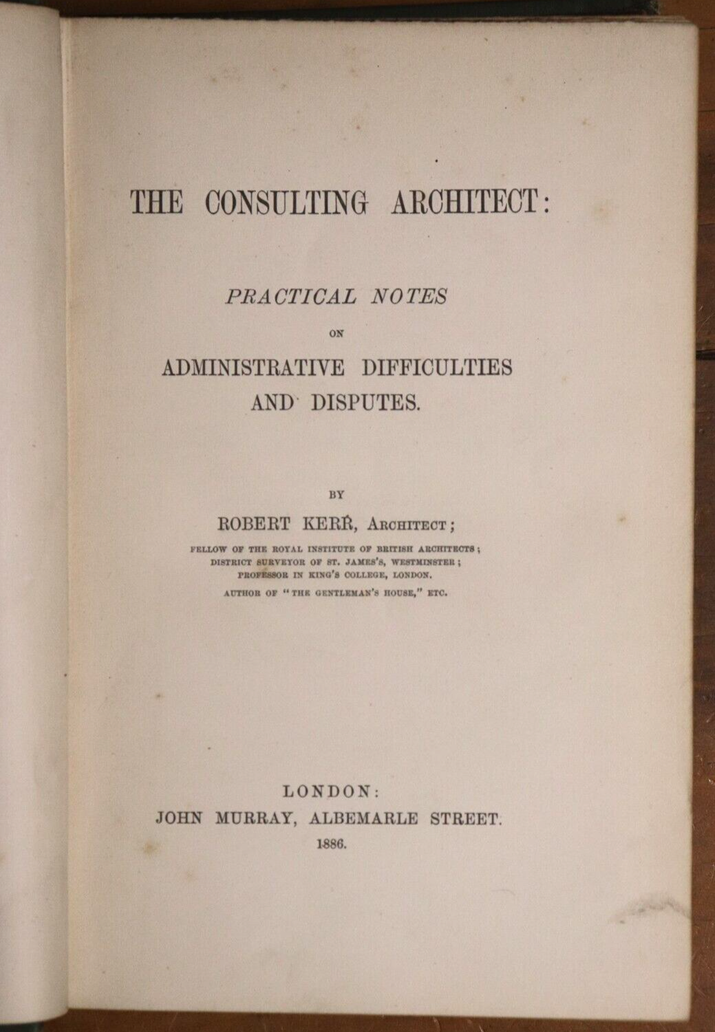 1886 The Consulting Architect by Robert Kerr Antique Architecture Reference Book - 0