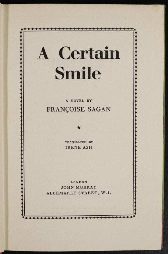 1956 A Certain Smile by Francois Sagan 1st Edition Vintage Fiction Book