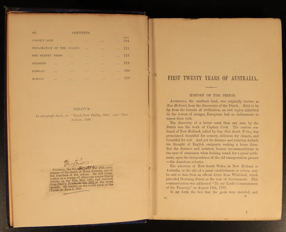 1882 First Twenty Years Of Australia Antiquarian Australian History Book Bonwick