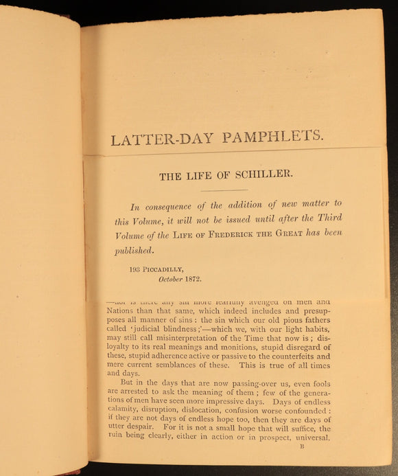 1872 Latter Day Pamphlets by Thomas Carlyle Antiquarian History Book