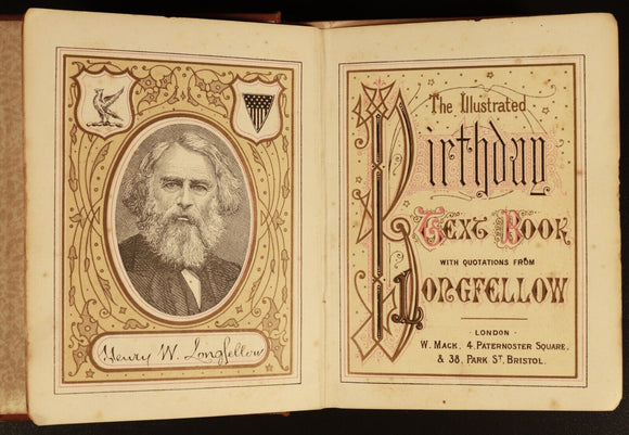 Longfellow's Illustrated Birthday Text Book c1880 Antiquarian Poetry Book