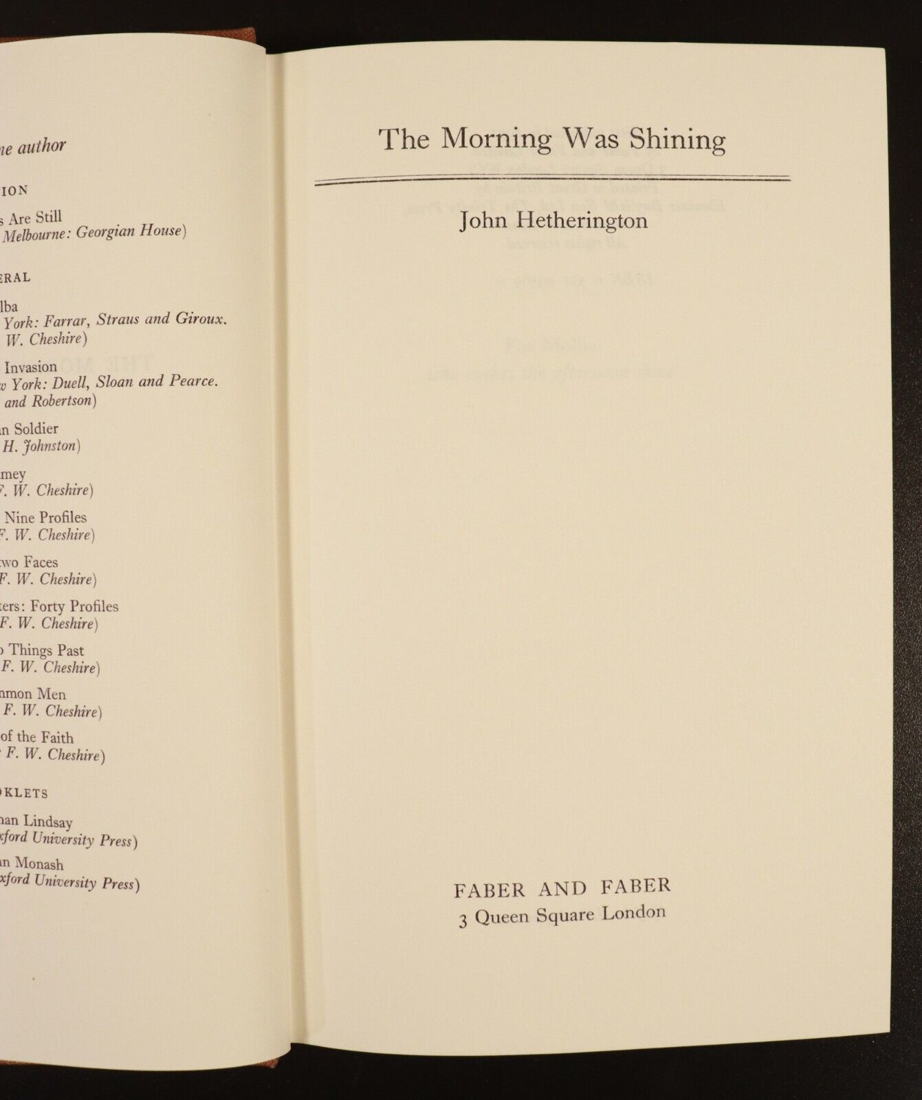 1971 The Morning Was Shining by John Hetherington Australian History Book 1st Ed