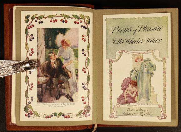 Poems Of Pleasure by Ella Wheeler Wilcox c1915 Antique Poetry Book  Suede Cover