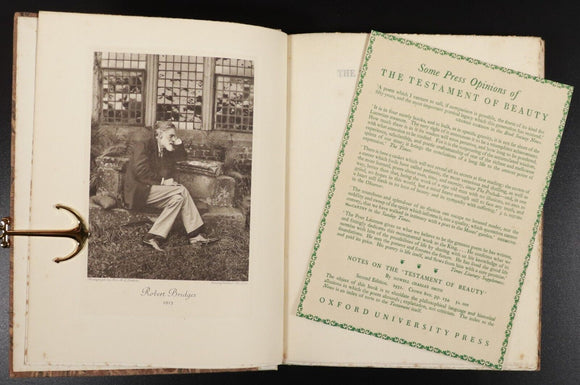 1938 The Testament Of Beauty by Robert Bridges Antique British Poetry Book