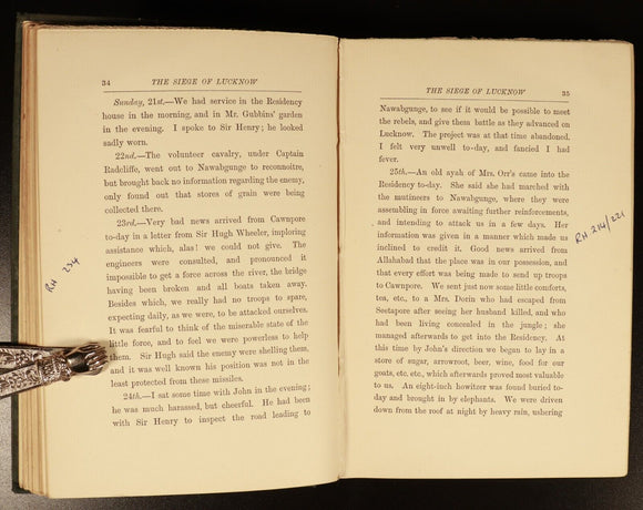 1893 Siege Of Lucknow Diary by Lady Inglis Antique British Military Book w/Map
