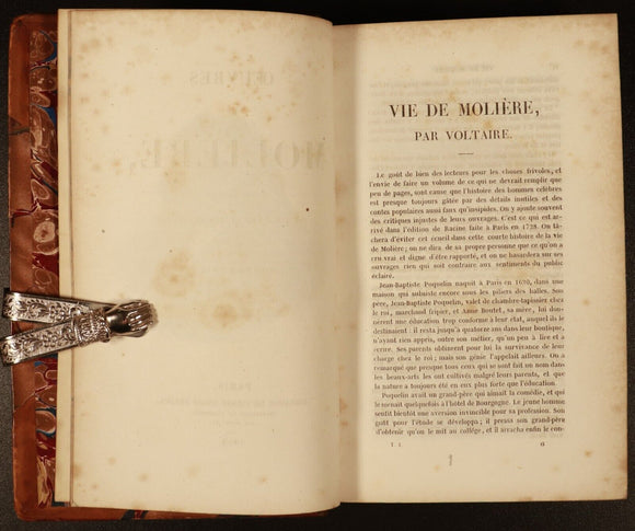 1853 2vol Oeuvres De Molière Antiquarian French Literature Books Fine Binding