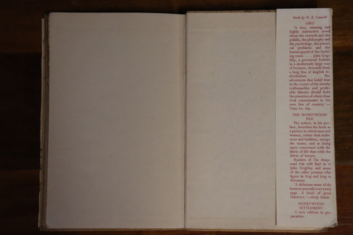 1944 Grig In Retirement by HB Creswell Antique Architecture Book