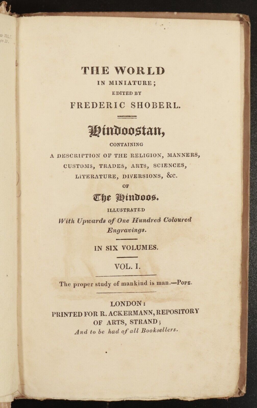 1822 4vol The World In Miniature: Hindoostan by F. Shoberl Antiquarian Books