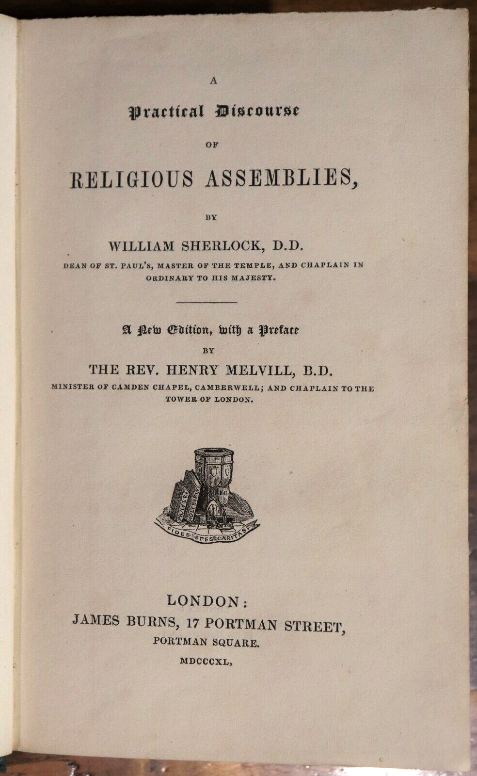 1840 A Practical Discourse On Religious Assemblies Antique Theology Book