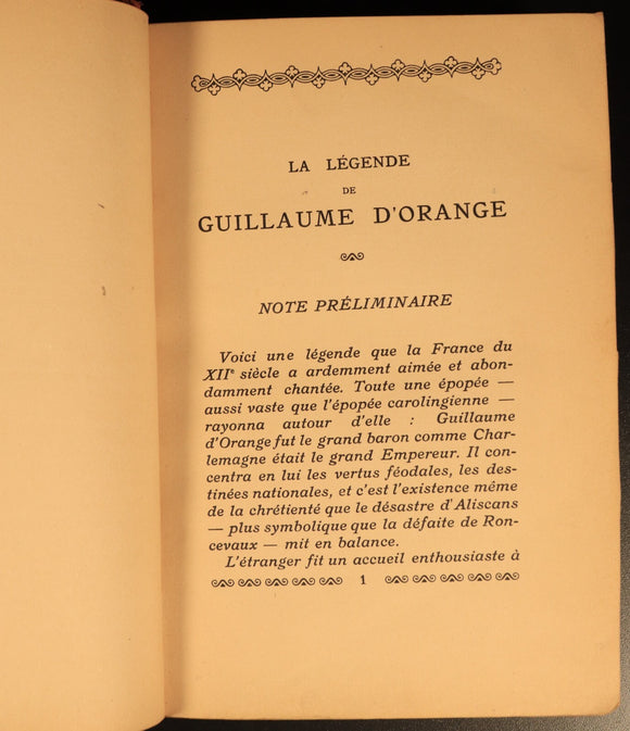 c1920 La légende de Guillaume d'Orange Antique British History Book In Fench