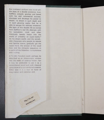 1966 A Terrible Freedom by Eric Linklater Vintage Fiction Book 1st Edition - 0
