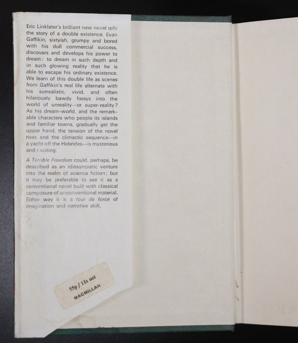 1966 A Terrible Freedom by Eric Linklater Vintage Fiction Book 1st Edition