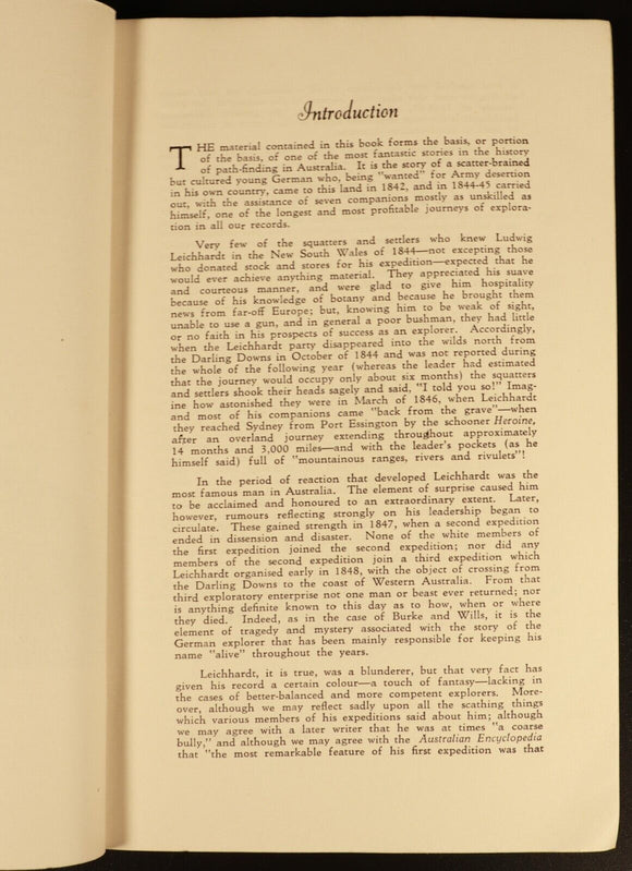 Leichhardt Letters by LL Politzer 1945 Australian History Antique Book 2nd Ed.