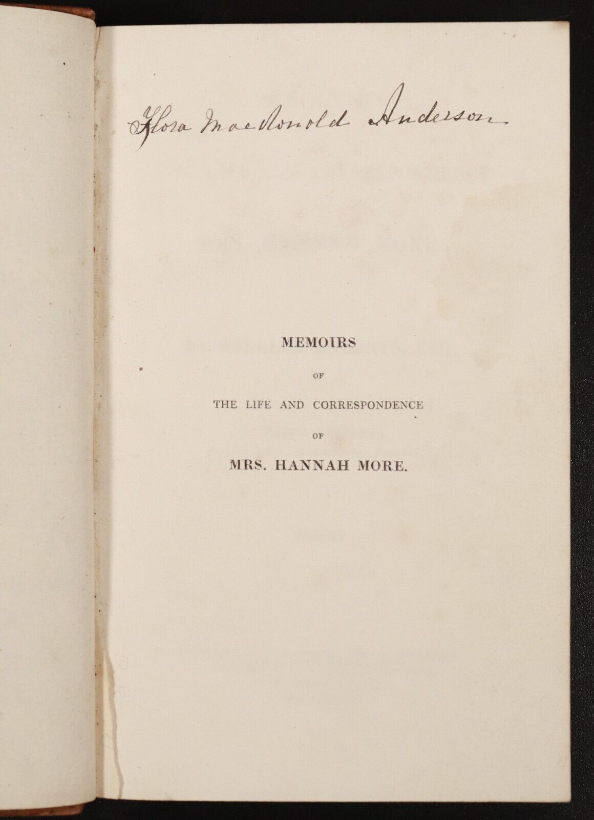 1835 Memoirs Of Mrs Hannah More by W. Roberts Antiquarian British History Book