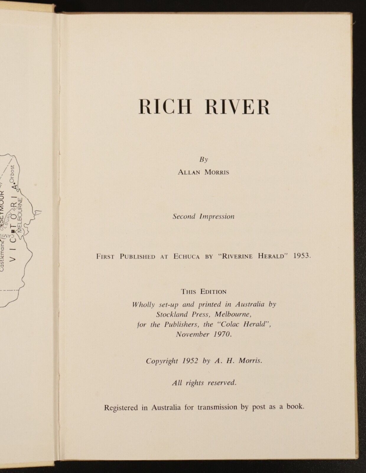 1970 Rich River by A. Morris - Murray River Australian Local History Book - 0