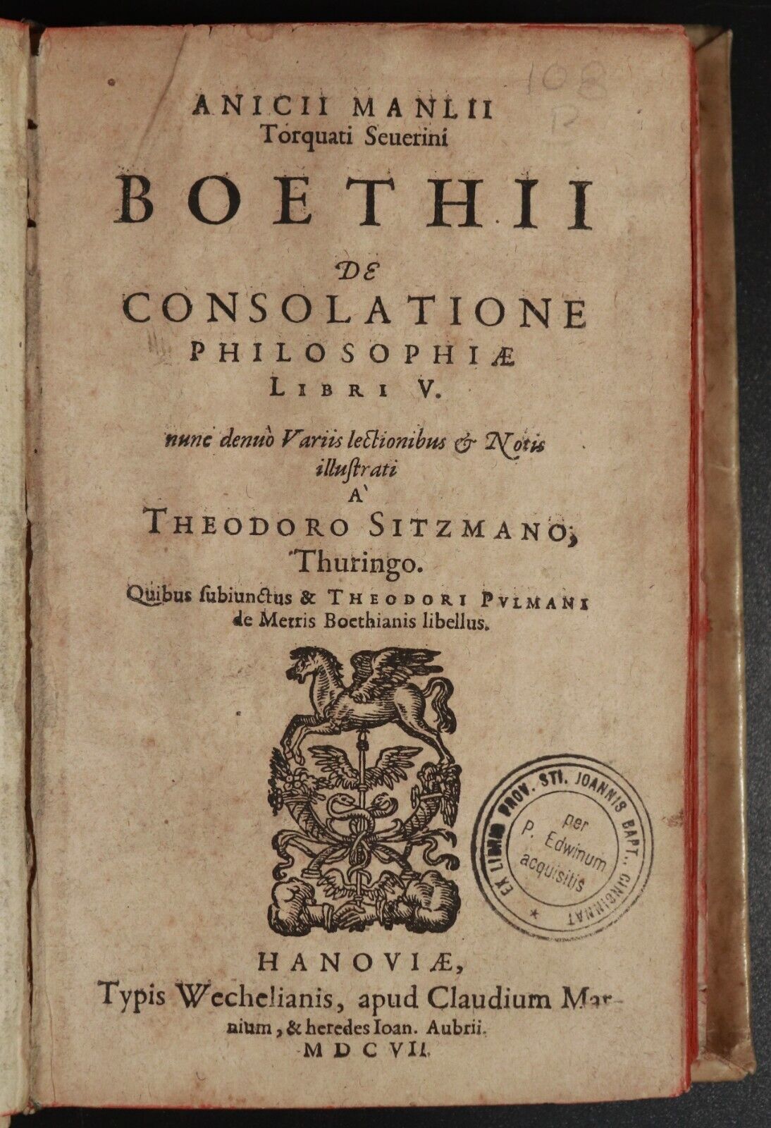 1607 Anicii Manlii Severini Boethii de Consolatione Philosophia Antiquarian Book