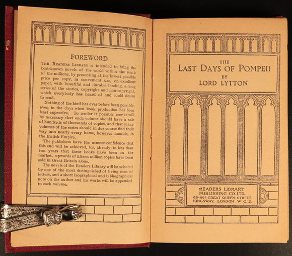 6 Volume Antique Book Collection c1920's Last Days Of Pompeii Lytton Eliot etc