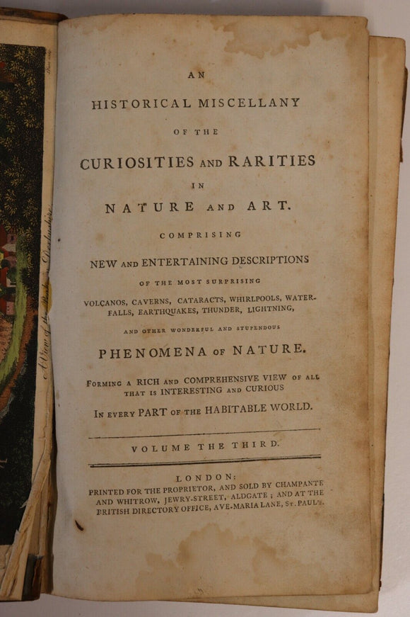 c1795 Historical Miscellany Of Curiosities & Rarities Antiquarian History Book