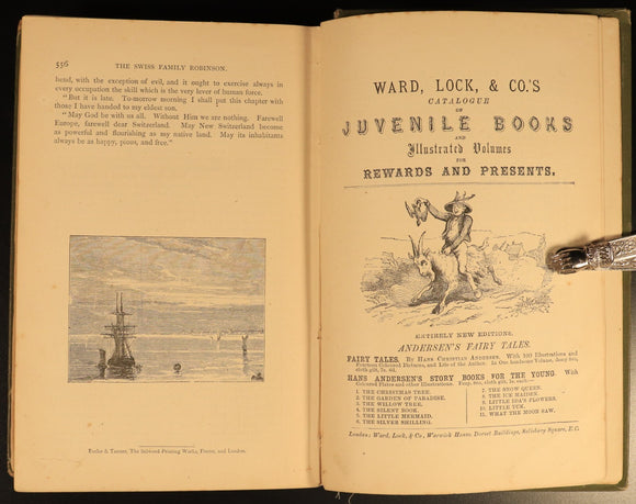c1898 Swiss Family Robinson by H. Frith Antique Illustrated Fiction Book