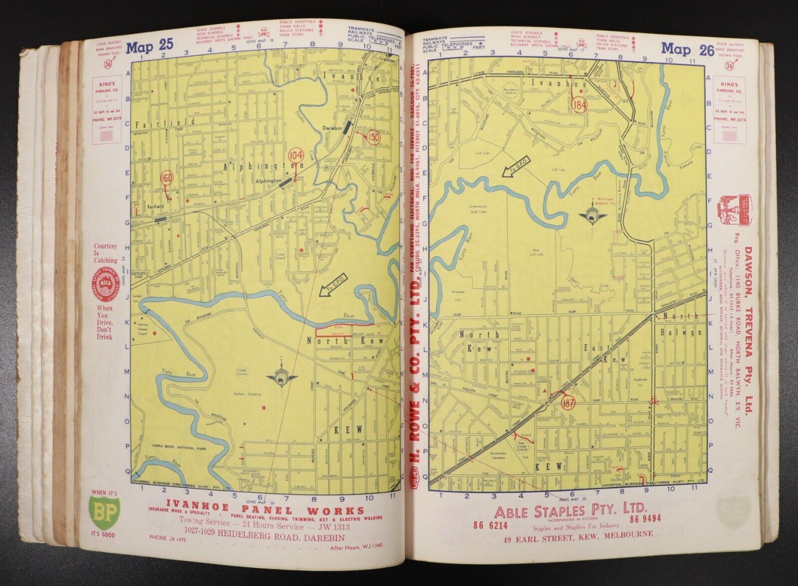 1962 Universal Streets Directory For Melbourne Vintage Maps Reference Book