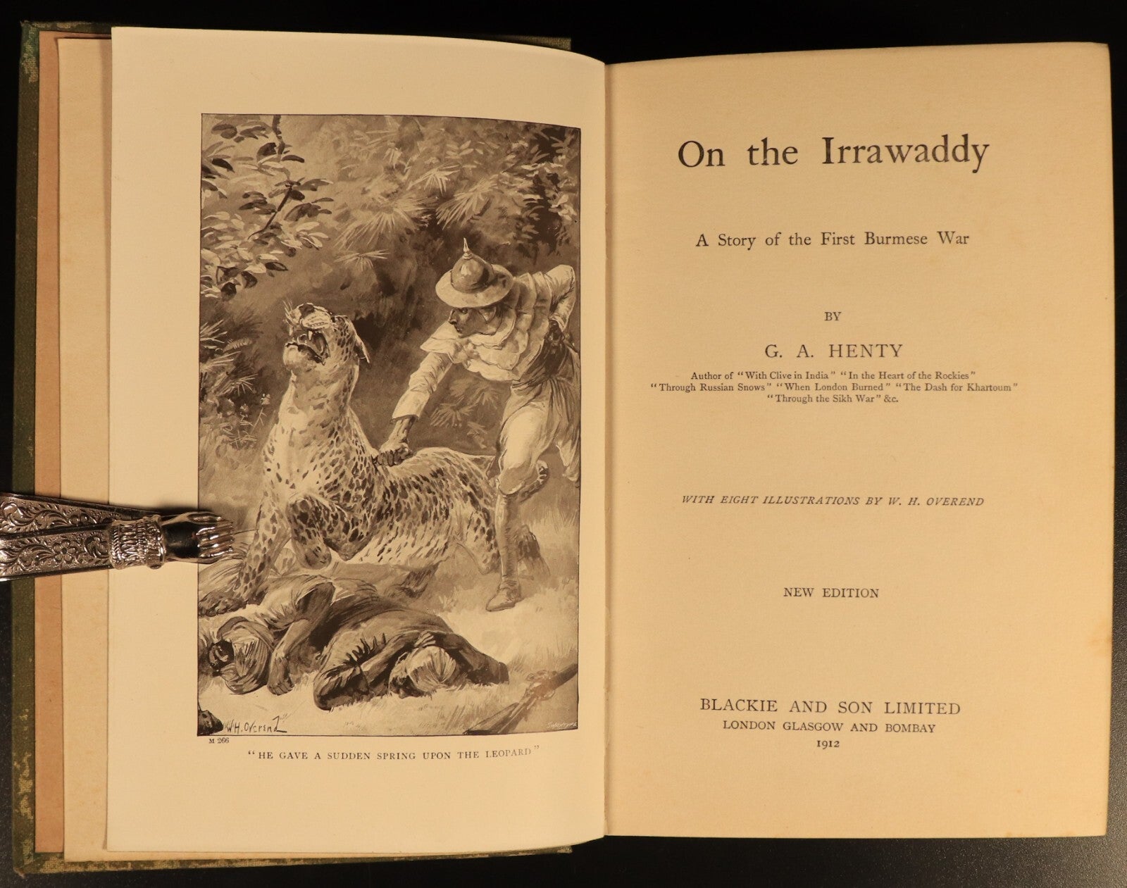 1912 On The Irrawaddy by G.A. Henty Antique Illustrated Military Fiction Book