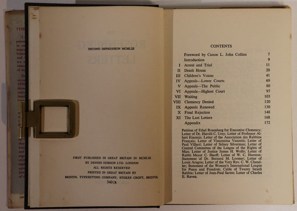 1953 The Rosenberg Letters Julius & Ethel Rosenberg American History Book