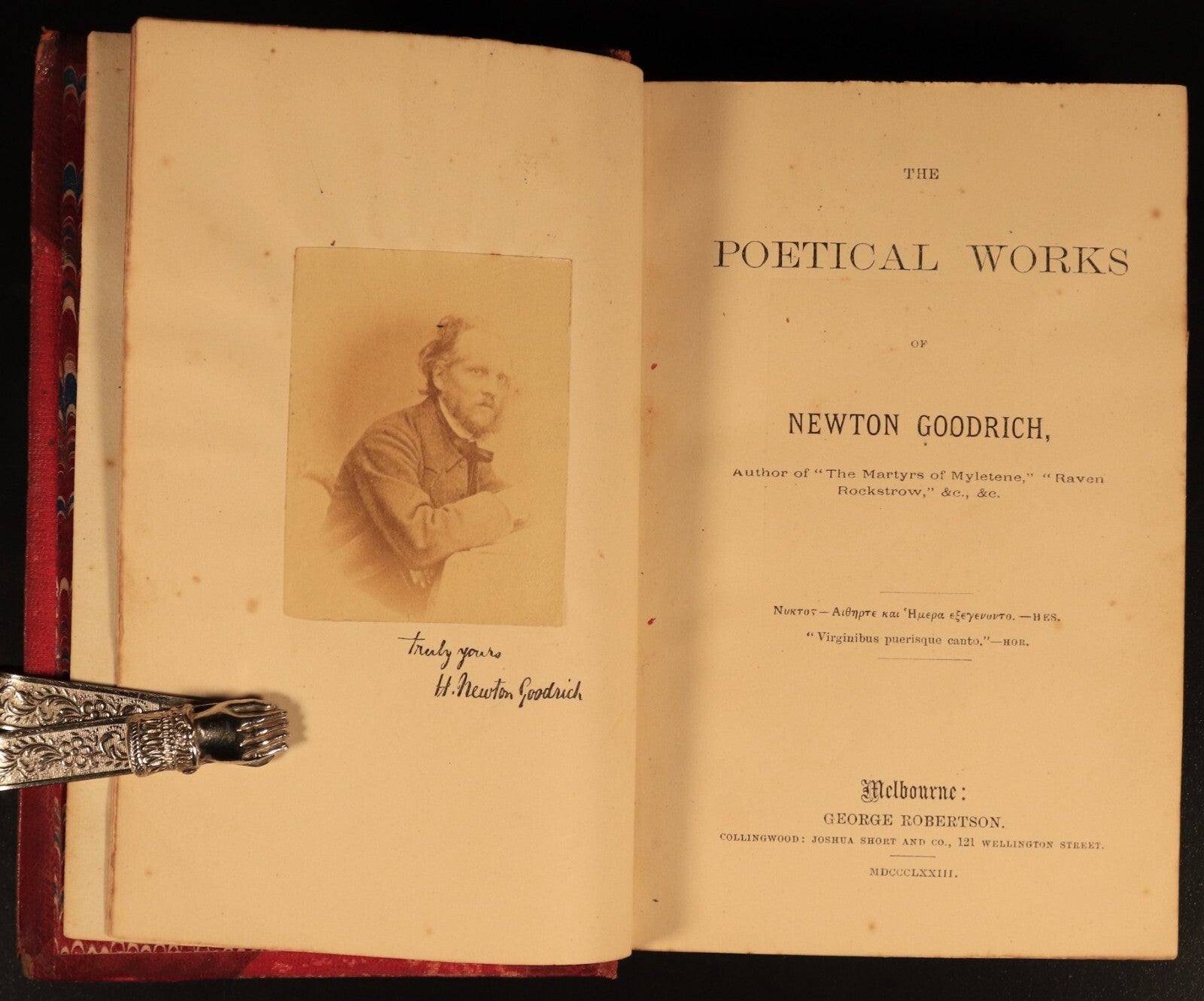 1873 Poetical Works Of Newton Goodrich Antiquarian Australian Poetry Book