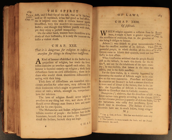 1750 The Spirit Of The Laws by M. De Secondat Antiquarian Legal History Book V2