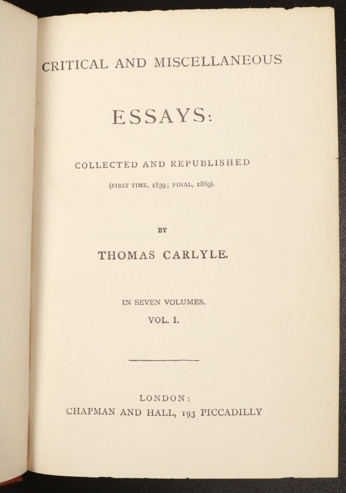 1872 6vol Critical & Miscellaneous Essays by Thomas Carlyle Antiquarian Books