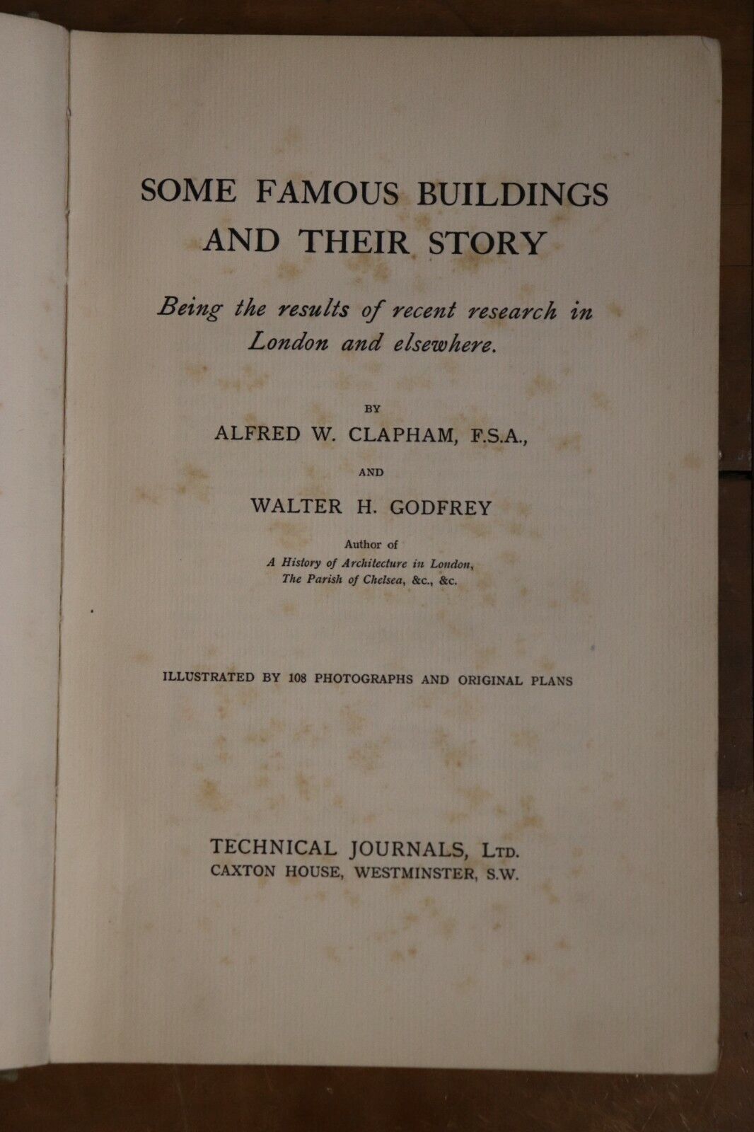 1913 Some Famous Buildings & Their Story AW Clapham Antique Architecture Book