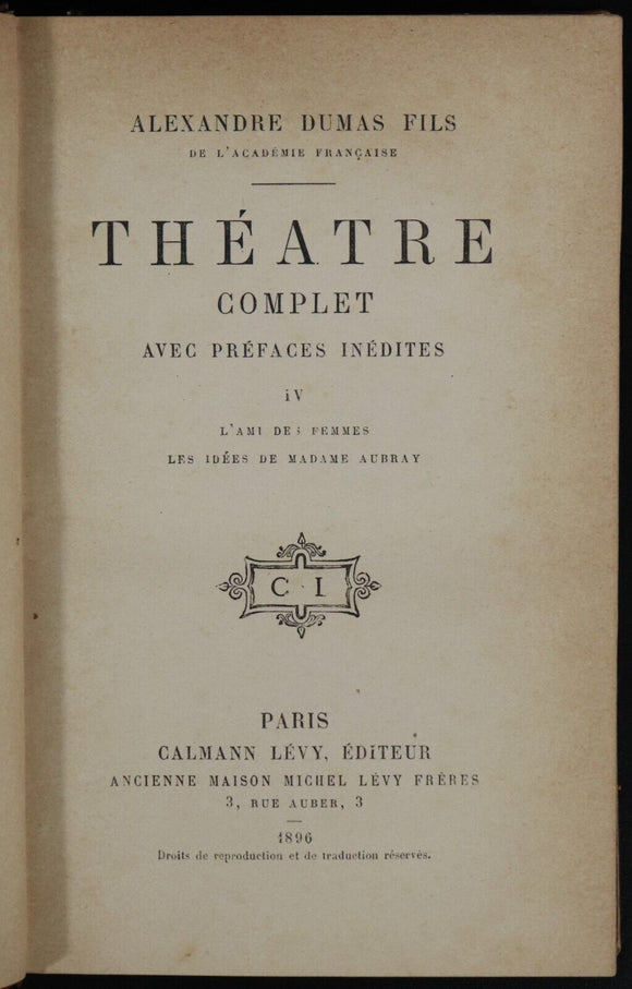 1896 7vol Alexandre Dumas Fils Theatre Complet Prefaces Inedites Antique Books