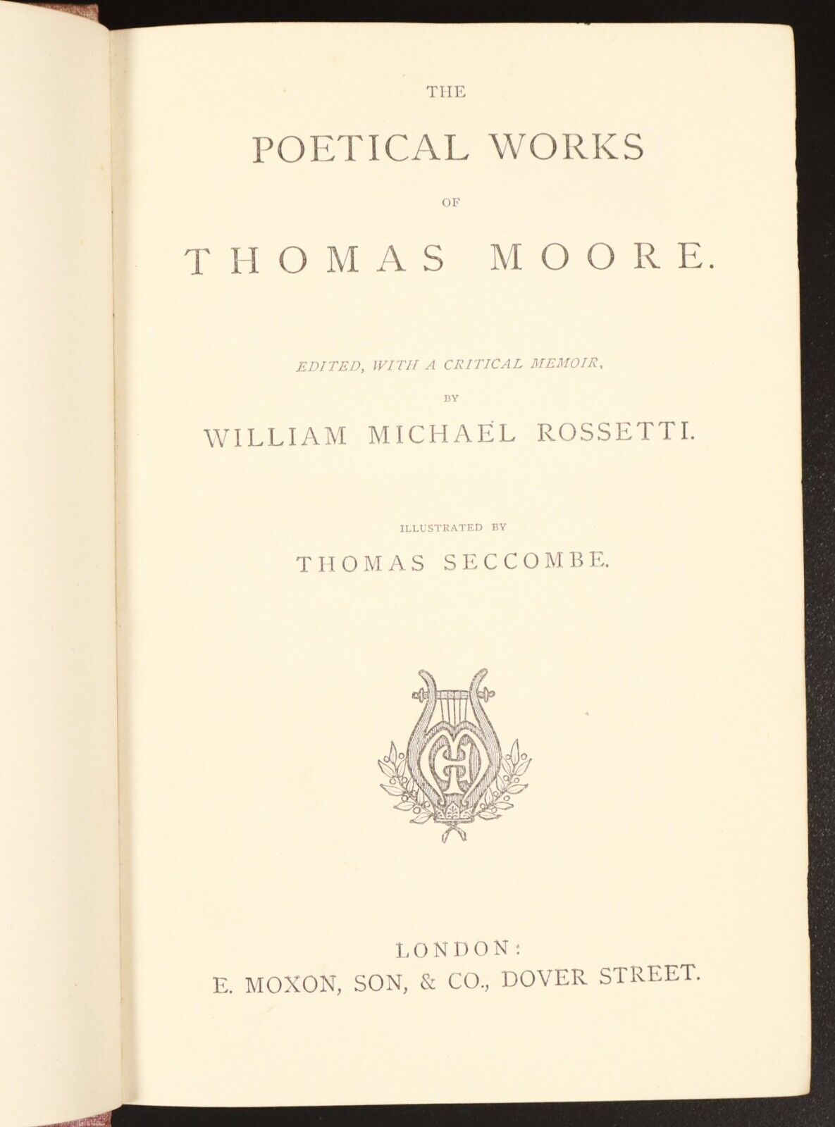 c1870 The Poetical Works Of Thomas Moore Illustrated Antique Irish Poetry Book