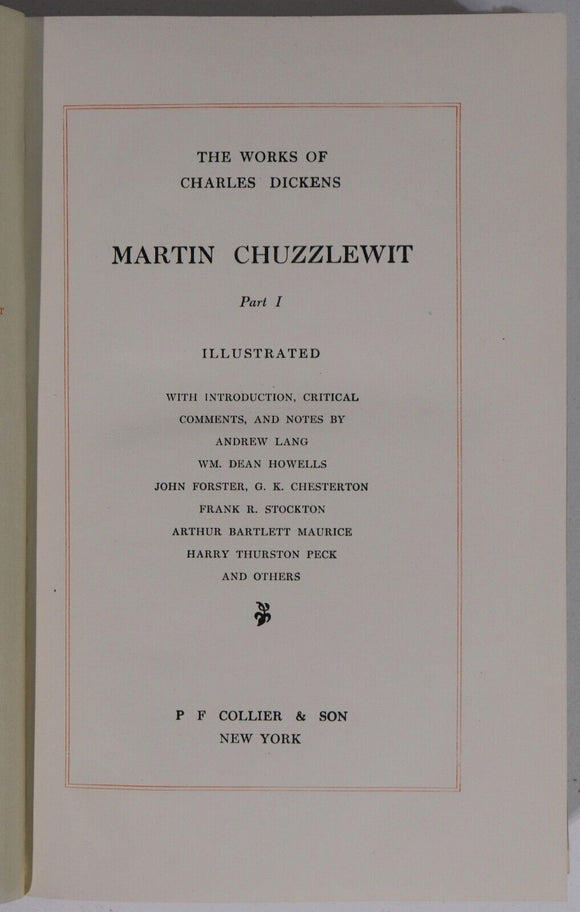 1911 2vol Martin Chuzzlewit by Charles Dickens Antique British Fiction Book Set