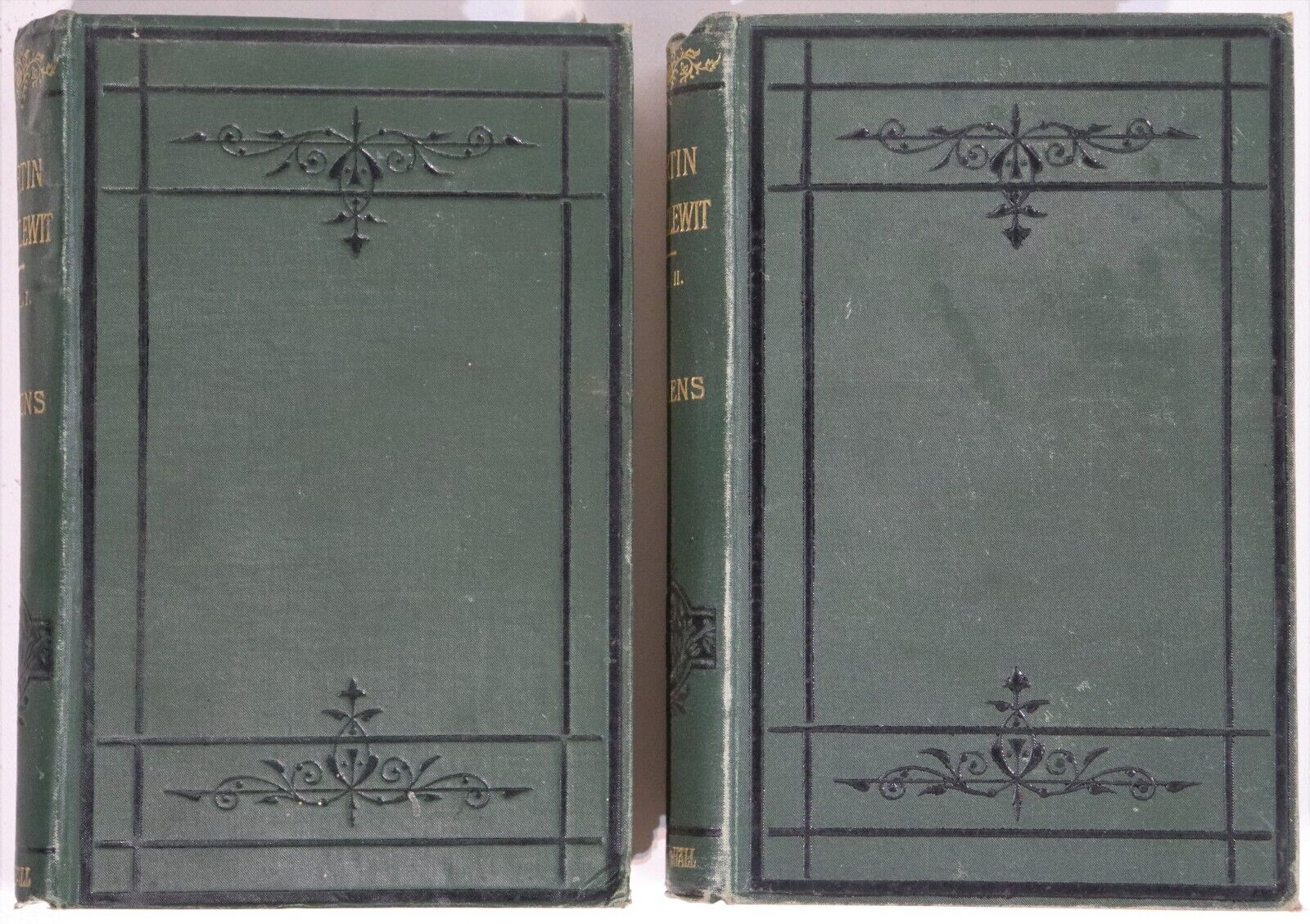 c1879 2vol Martin Chuzzlewit by Charles Dickens Antique British Fiction Book Set