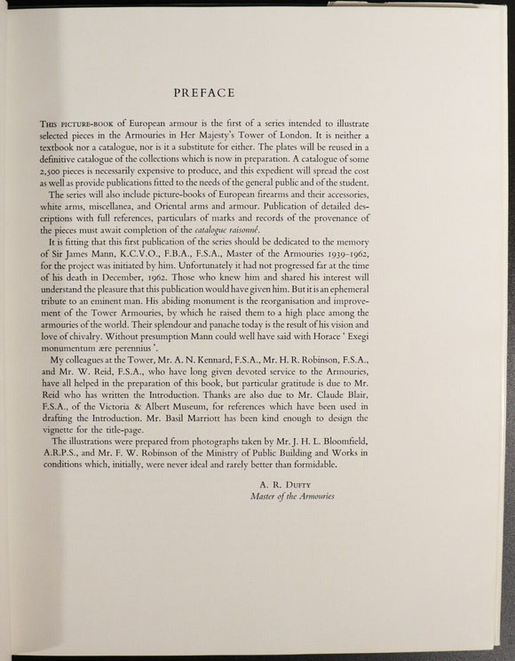 1968 European Armour In The Tower Of London 1st Edition Vintage Military Book