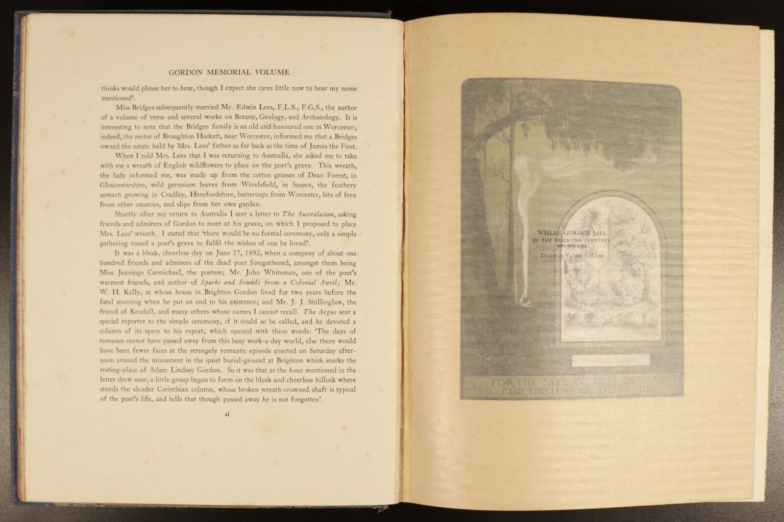 1926 The Adam Lindsay Gordon Memorial Volume by E.A. Vidler Antique Poetry Book