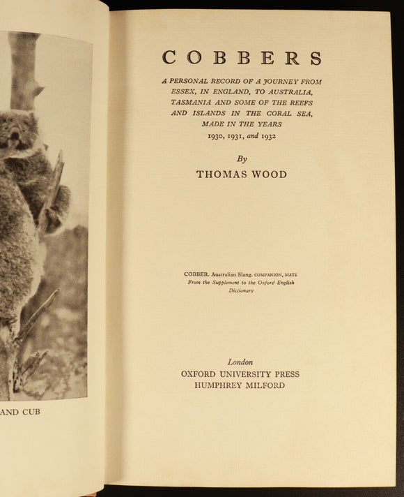 1936 Cobbers by Thomas Wood Antique Australian History Book England To Tasmania