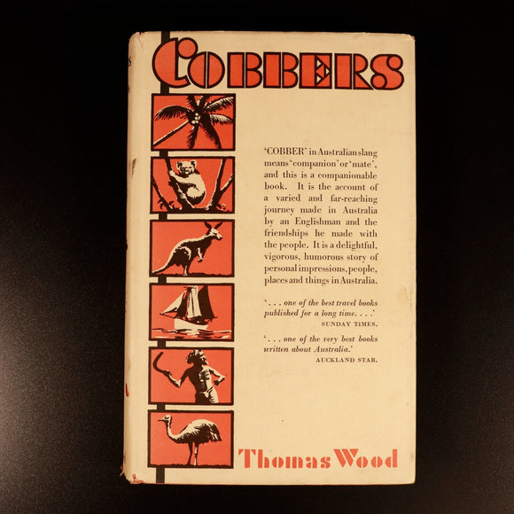 1936 Cobbers by Thomas Wood Antique Australian History Book England To Tasmania