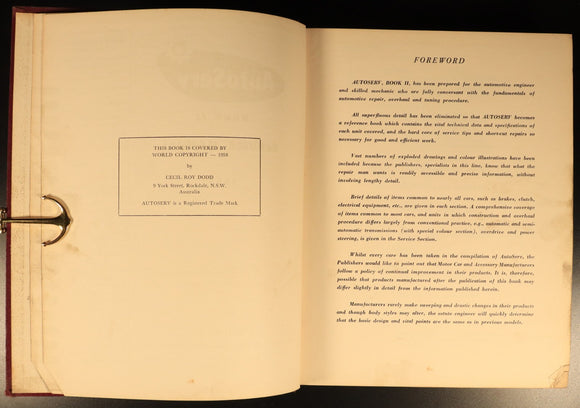 Autoserv Book II Service Manual 1958 Vintage Automotive Reference Book FE Holden