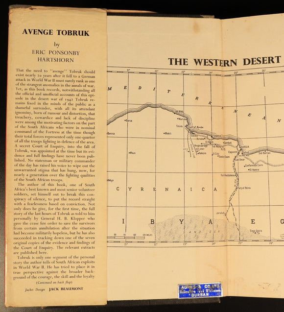 Avenge Tobruk by E.P. Hartshorn 1960 1st Ed British Military History Book WW2
