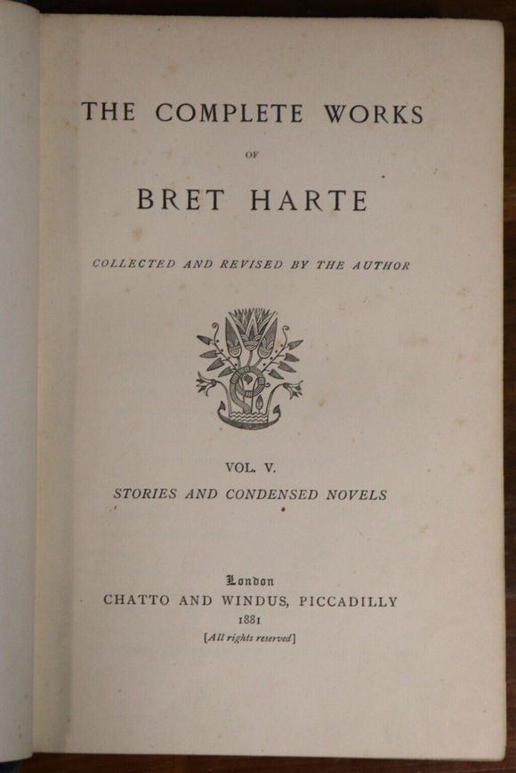 1881 The Complete Works Of Bret Harte Vol. 5 Antique American Fiction Book