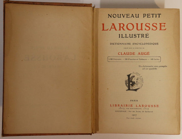 1927 Nouveau Petit Larousse Illustre Antique French Encyclopaedia Reference Book