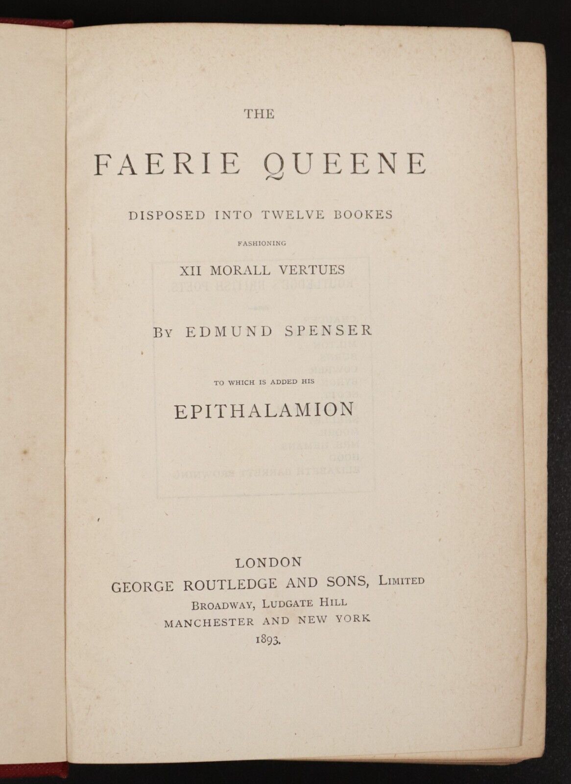 1893 The Faerie Queene by Edmund Spenser Antique British Poetry Book - 0