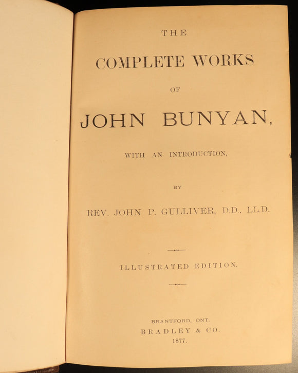 1877 Complete Works Of John Bunyan Antique Illustrated Christian Literature Book