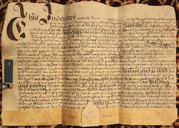 1712 Indenture Conveyance English Legal Document Manuscript Vellum Lease 10th