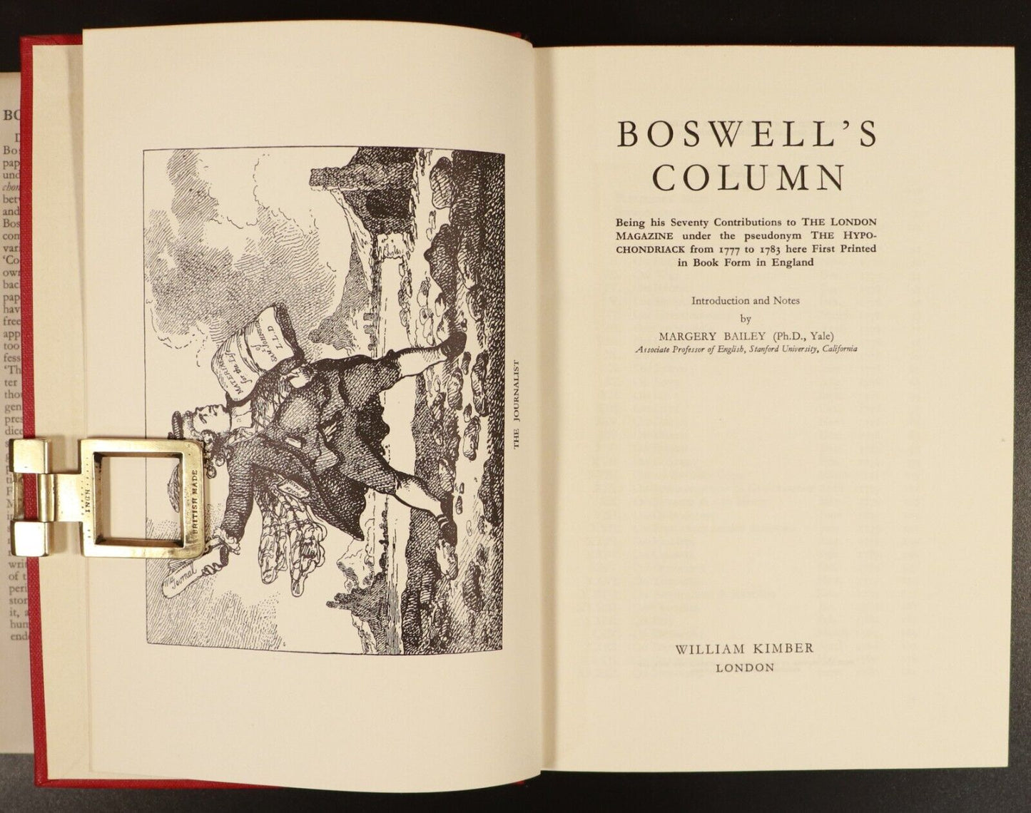 1951 Boswell's Column 1st Edition Vintage Scottish History Book