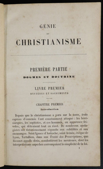 c1880 Genie Du Christianisme French Theology Antique Religious History Book - 0