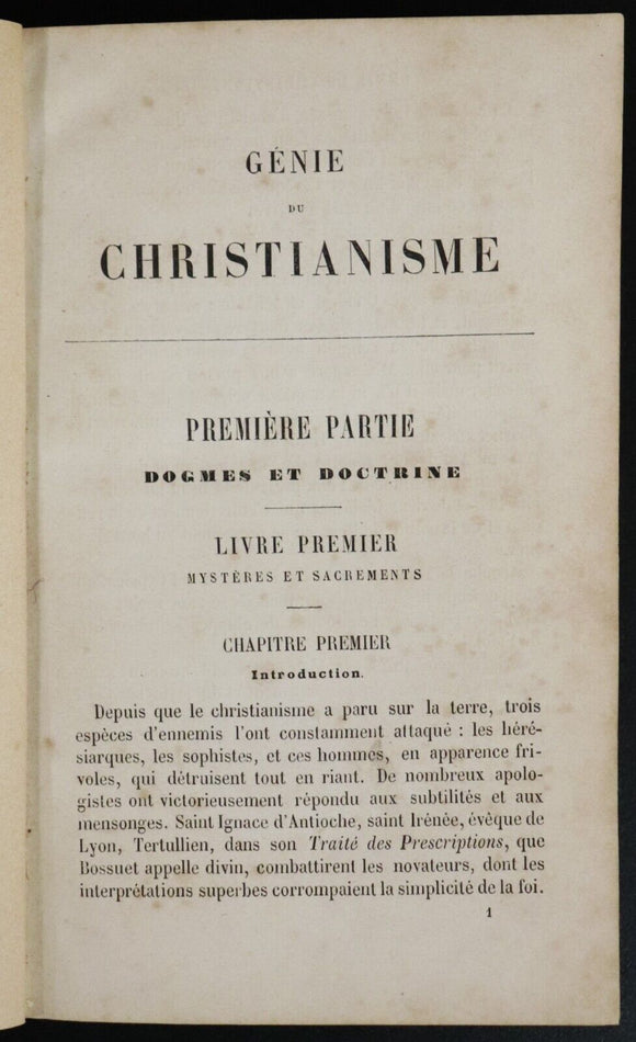 c1880 Genie Du Christianisme French Theology Antique Religious History Book
