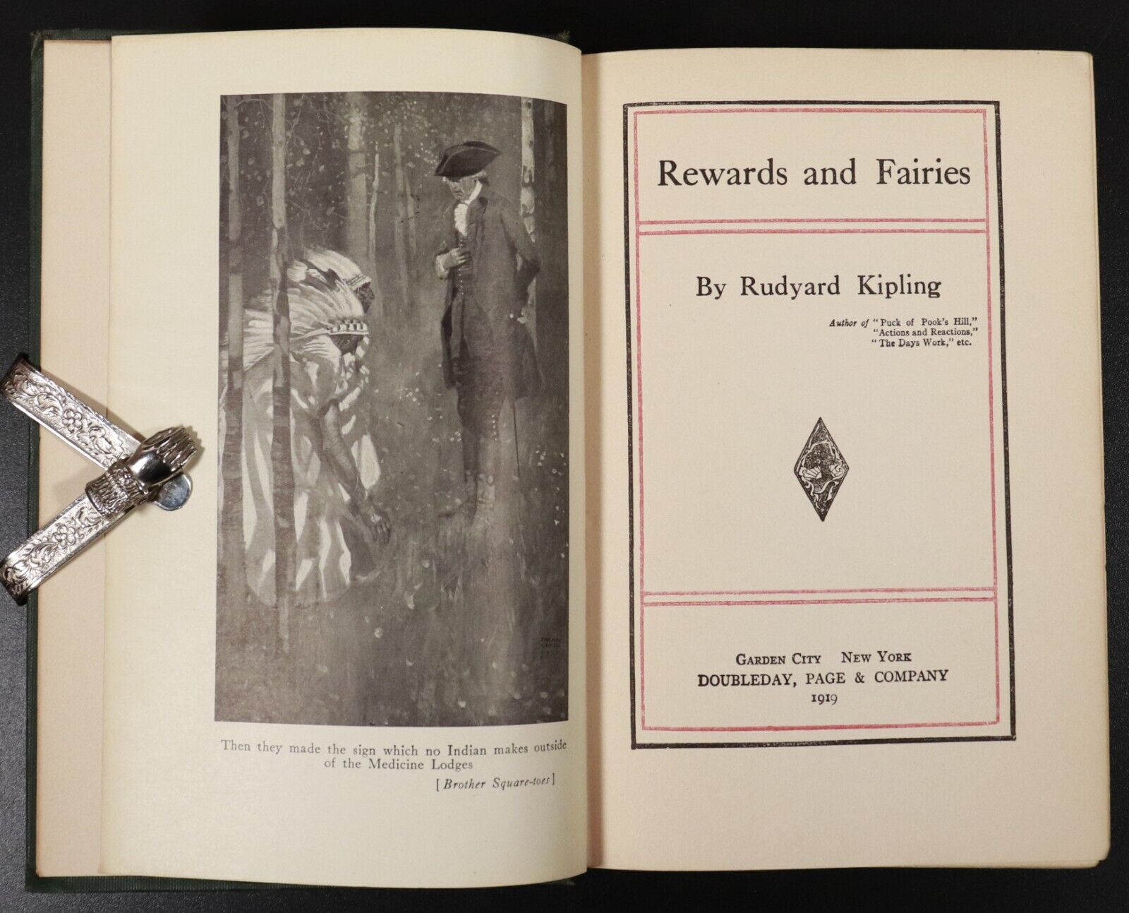 1919 Rewards and Fairies by Rudyard Kipling Antique Fiction Book Illustrated - 0